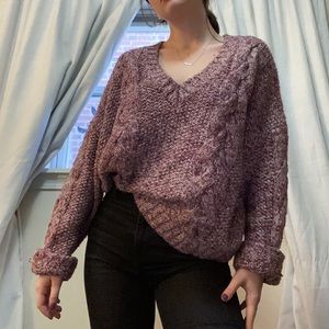 Maroon V-Neck Slouch Sweater